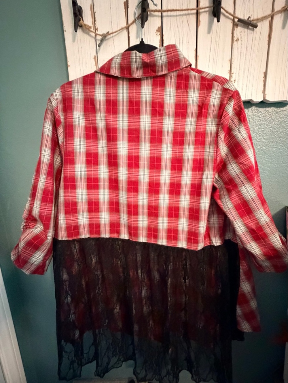 Red Plaid Button-Front Women's Blouse